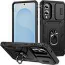 3 x Lunivop Compatible with Samsung Galaxy s25 Edge Case 360Metal Rotated Ring Holder Magnetic KickstandCamera Protection Military - Grade Heavy Duty for Galaxy s25 Edge Case 2025 Black