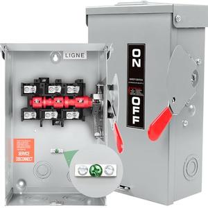 【Upgrade】 3P 60 Amp Disconnect,Disconnect Switch,Add Ground Design,Non-Fusible,NEMA 3R Standard,Heavy Duty Steel Material,Rust and Corrosion Resistant,120/240v,10-Year Warrnaty