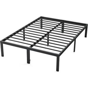 DUMOS Bed Frame - Queen Size Platform Bed Frame Metal Mattress Foundation with Steel Slat Support, No Box Spring Needed, Storage Space Under Frame, Easy Assembly, Black