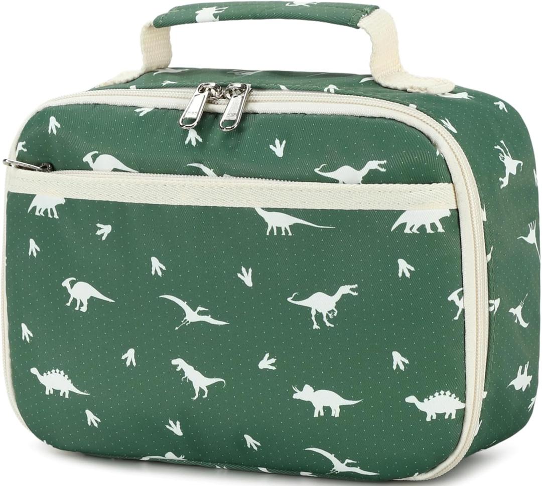 CAMTOP Lunch Box Kids Boys Insulated Lunch Cooler Bag Reusable Lunch Tote Kit for School Travel (Green Dinosaur)