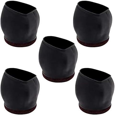 5pcs Office Furniture Caster Cups 2 Inch, Office Chair Wheel Stopper, Chair Leg Floor Protectors, Anti-Sliding Felt Furniture Pads for Hardwood Floors Protectors, Black