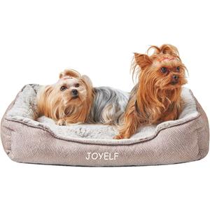 JOYELF Dog Bed Washable Calming Cat Bed Sofa, Cute Fluffy Pet Couch Bed for Puppy, Kitten, Small Dog and Cat - Small Rectangle (Small-23"x19"x6")
