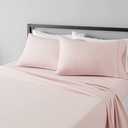 Amazon Basics Lightweight Super Soft Easy Care Breathable, Wrinkle Resistant, Machine Washable Microfiber 4-Piece Bed Sheet Set with 14-Inch Deep Pockets, King, Blush Pink, All-Season