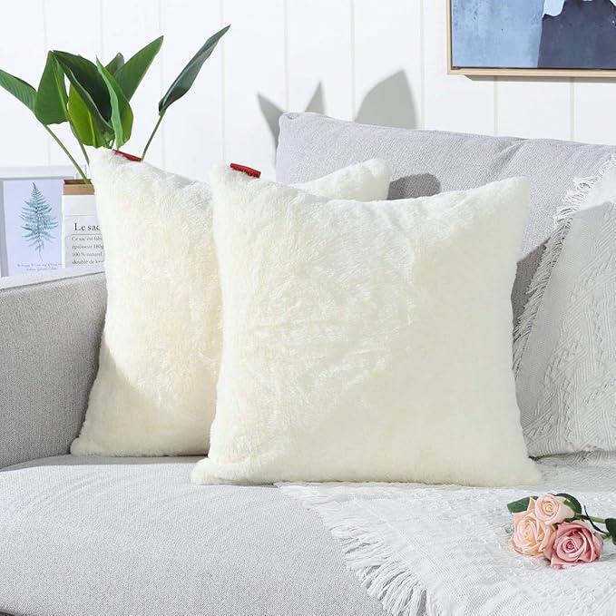 Mandioo pack of 2 Decorative 22x22 inch cream white pillow cases Mandioo pack of 2 Decorative 22x22 inch cream white pillow cases