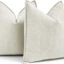 MIULEE Pack of 2 Cream White Decorative Pillow Covers 20x20 Inch Soft Chenille Luxurious Couch Throw Pillows Farmhouse Cushion Covers with Elegant Design for Sofa Bedroom Living Room Spring Decor