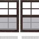 2 Pack 14" x 21" Brown Shed Window with Tempered Glass and Fiberglass Screen Household Sliding Windows with Screws for Shed, Chicken Coop, Playhouse, Garage and Barns