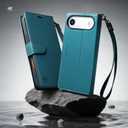 FLIPALM Wallet Case for iPhone 17 Series with Wrist Strap - PU Leather Folio Flip with Credit Card Holder & Kickstand, Protective Cover (Green, for iPhone 17 Air)