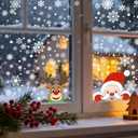 7 x 465 PCS 10 Sheet Double-Sided Christmas Window Clings, Christmas Snowflake Window Clings Stickers for Glass, Xmas Holiday Santa Claus Reindeer Snowflake Decals for Party