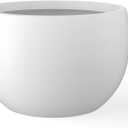 Kante 15.7" Dia Round Concrete Planter, Outdoor/Indoor Large Bowl Plant Pots with Drainage Hole and Rubber Plug for Garden Patio Balcony Home, Pure White