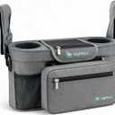 Stroller Caddy with Cup Holder Universal Waterproof Stroller Organizer with Cup Holder for Instant Access & Hands-Free Convenience, Ideal for Travel, Daily Walks & Car Use, for Busy Parents.
