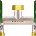 Garden Hose Splitter, 3/4 Rust and Freeze Resistant Outdoor Hose Manifold with 2 green Extra Long Handles Faucet Adapter-Heavy Duty Brass Nickel Plated 2-Way Valve