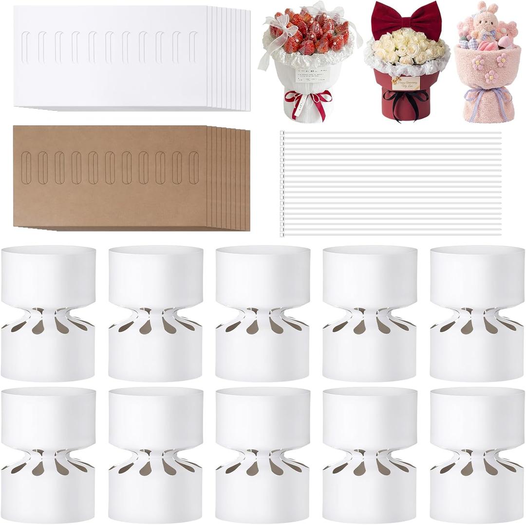 Weekgrat 20 Pcs Round Bouquet Shaping Cardboard Flower Wrapping Paper Stabilizer Bouquet Styling Holder for Flower Arrangement DIY Package Wedding Party Birthday Graduation 11.8 x 19.7 Inches