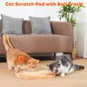 Cat Scratch Pad with Ball Track and Spring Toy, Wooden Cat Scratcher with Sisal Scratching Mat, Ball Track System and 3 Replacement Toy for Cats Scratching,Chasing and Playing (Nature Wood)