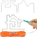 Electric Touch Maze Game, Convenient Brain Stimulating Bright Color Collision Maze Toy Intellectual Development Toys Electric Shock Maze Game (Orange 3in1)