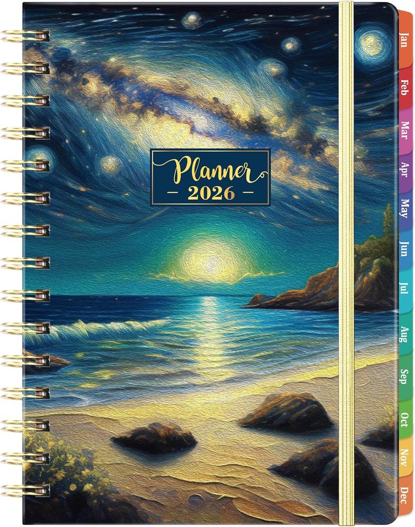 2026 Planner - Planner 2026, Jan. 2026 - Dec. 2026, 8.4"x 6.3", 2026 Planner Weekly and Monthly, 2026 Calendar Planner with Elastic Closure + Colorful Tabs + Hardcover - Dreaming Sea