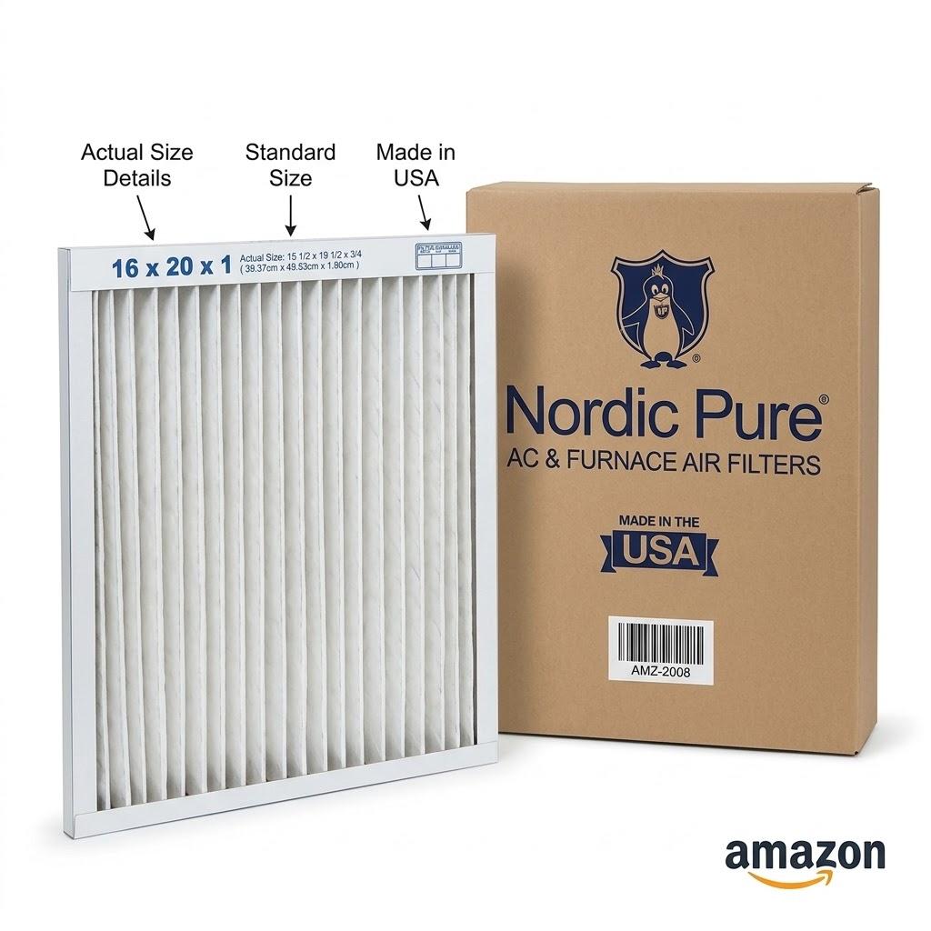 Nordic Pure 16x20x1 AC & Furnace Air Filters (4-Pack) – Actual Size: 15.5" x 19.5" x 0.75", Keep Your Indoor Air Clean & Fresh with Nordic Pure Air Filters