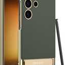 for Samsung Galaxy S23 Ultra Vegan Leather Case with 4 Modes Adjustable Kickstand,Thin Flexible Soft Grip Luxury Vegan Slim Protective Shockproof Phone for Samsung Galaxy S23 Ultra (Green