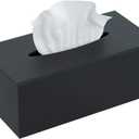 FEMELI Acrylic Tissue Box Cover,Rectangular Facial Tissue Holder Case Dispenser for Bathroom Kitchen Bedroom Office with Magnet Locking Bottom,Black (9.85*5.1*4.5 inch(L*W*H))