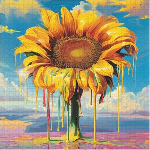 Sunflowers Plant Puzzle 1000 Pieces for Adults, Colorful Flowers Jigsaw Puzzles, Impossible Nature Art Puzzle as Floral Decor