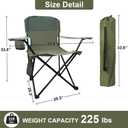 2PCS Folding Camping Collapsible Chairs Heavy Duty Lawn Chair with Cooler Bag, Storage Pocket, Waterproof Bag Outdoor Arm Chair, Supports 225LBS, Green, 20.50 inches L x 20.50 inches W x 33.8 inches H