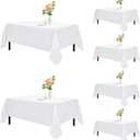 Romanstile 6 Pack White Rectangle Tablecloth 70 x 120 Inch, Reusable and Washable Table Clothes for 8 Foot Tables, Stain Resistant Polyester Fabric Table Cover for Wedding, Party, Banquet