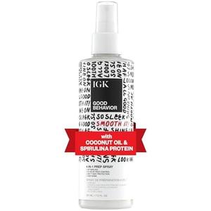 IGK GOOD BEHAVIOR 4-in-1 Prep Spray | Leave In + Detangle + Heat Protectant | Vegan + Cruelty Free | 7 Oz