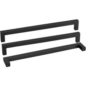 Goldenwarm 10 Pack 18 Inch Black Cabinet Handles Matte Black Drawer Pulls Stainless Steel Cabinets Hardware Square Bar Modern for Kitchen Bathroom Cupboard