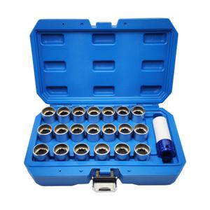 21PCS Wheel Locking Nut Key Kit Compatible with BMW Series, Wheel Lock Nut Socket Adapter Set, Wheel Anti-Theft Lug Nut Removal Tool, Anti-Theft Screw Remover (21pcs 041-060 Scoket Set)