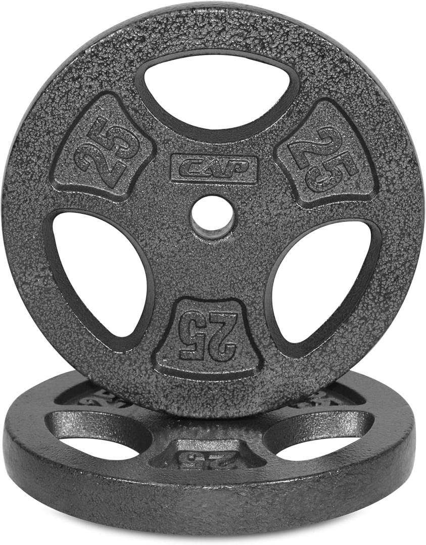 CAP Barbell Standard 1-Inch Grip Weight Plates (25 lbs Plate Pack (x2), Black)