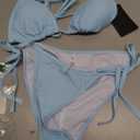 Women Two Piece Swimsuit Sexy Swimwear Halter String Triangle Bikini Sets Lightblue, Small