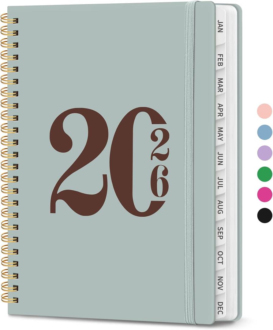 2026 Planner, Weekly and Monthly Calender Planner, Jan 2026 to Dec 2026, Hardcover 2026 Calendar Book with Tabs & Inner Pocket, Office Home School Supplies for Women & Men - A5 (6.3" x 8.5"), Dusty Blue