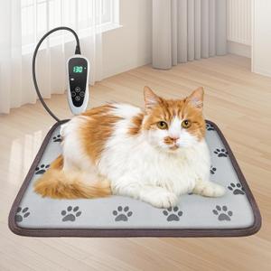 GOLOPET Cat Heating Pad 18x18 in with Smart Thermostat Switch and Power Line Protection Tube,Obtained MET and UL Dual Certification,Waterproof Pet Heating Pad for Cats-Paw Print