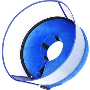 BARKLESS Inflatable Dog Cone, Soft Dog Donut Collar After Surgery, 2-in-1 Inflatable Collar with Detachable Anti-Licking Shield, Patented Donut Cone for Large Breeds to Stop Licking Wounds (Blue)