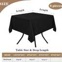 Fitable 6 Pack Black Square Tablecloths - 70 x 70 Inches - Stain Resistant and Reusable Table Clothes, Polyester Fabric Table Covers for Dining, Card Tables, Coffee Tables