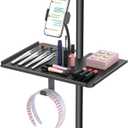 Adjustable Metal Lash Tray Holder for Ring Light & Lash Techs  ClipOn Organizer Tray with Phone Holder, Mirror Hook & Height Control for Eyelash Extensions Supplies (Salon/Home Use)