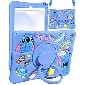 JoySolar for iPad mini 5th Case - for iPad mini 4 Case,Soft Silicone Cute Cartoon Tablet Case with Rotating Stand & Shoulder Strap, Shockproof Tablet case for Kids Boys Girls, Blue