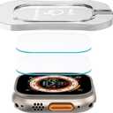SWUU 2 Pack Tempered Glass Screen Protector with Auto-alignment Installation Frame Compatible with Apple Watch Ultra 3/Ultra 2 /Ultra Screen Protector 49mm, Waterproof HD Film for iWatch Ultra Clear