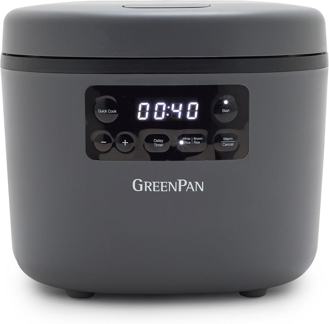 GreenPan Advanced Rice Cooker, 4-Cups Uncooked/8-Cups Cooked, Graphite