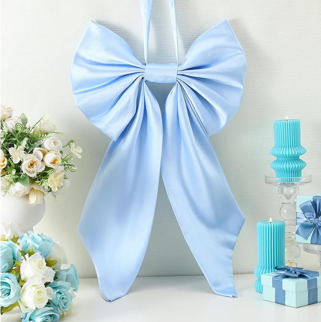 Janinka Big Bow 22", Large Bow for Decoration, Birthday Party Background Decor, Ribbon Hanging Decor for Door Windows Wedding Baby Shower Party Decoration(Blue,Polyester)