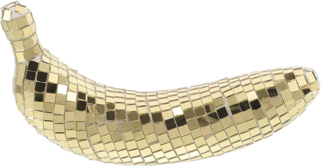 VOSAREA Disco Ball Banana Decor Reflective Fruit Banana Hanging Disco Ball Ornament Mirror Pendants Dj Stage Lighting for Bachelor Party Favor Golden