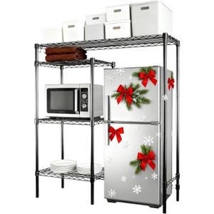 4-Tier Heavy-Duty Mini Fridge Stand with Storage, Adjustable Microwave Stand & Baker Rack, Space-Saving Organizer for Kitchen, Dorm, Office,18Wx48Dx53H