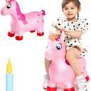 INPANY Pink Unicorn Hopper, Horse Hopper, Bouncy Inflatable Animal Ride-on Toy for Children, Boys and Girls, Toddlers (Pump Included)
