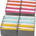 Coorganisers4 Packs T-shirt Drawer Organizers for Clothing,8 Grids Compartment Wardrobe Storage Box, Clothes Organizer for Folded Clothes, T-shirt, Legging-12.59''x9.05''x5.9 (Grey)