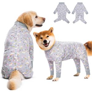 Recovery Suit for Large Medium Dogs After Surgery, Soft Breathable Anti Licking Dog Onesie E-Collar & Cone Alternative, Pet Bodysuit for Preventing Hair Loss Full Cover Wound(2XL, Grey Pony) (2XL(Chest 26.77-29.92 in))