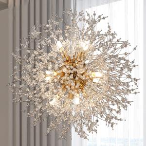 Sputnik Farmhouse Chandelier, Modern Dandelion Pendant Lamp, Round Gold Hanging Light Fixtures Ceiling for Kitchen Island Dining Room Living Room Bedroom (D21.65 12Lights, Gold Finish)