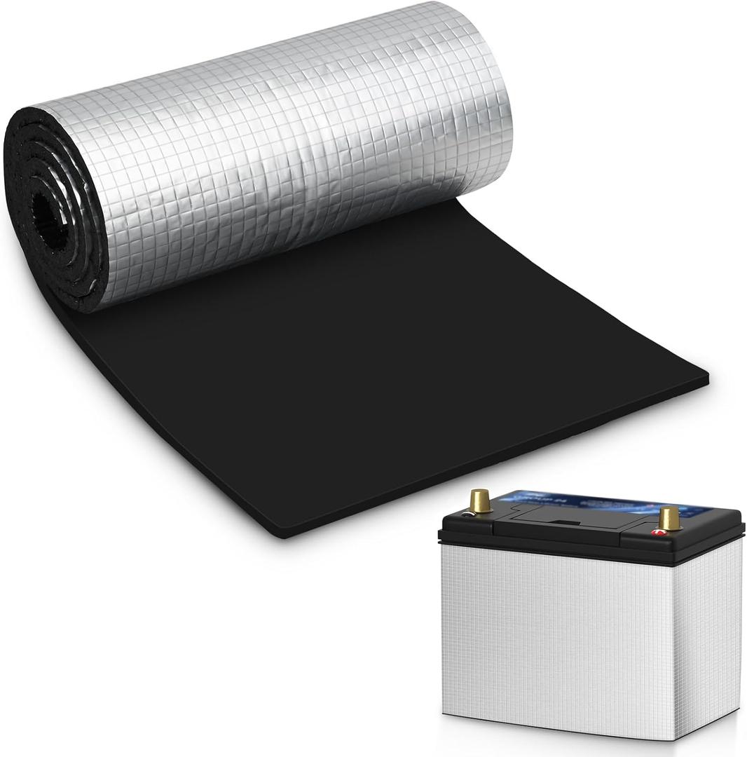 Car Battery Blanket, Battery Wrap, Self-Adhesive Battery Insulation Cover for RV, Vehicle, Truck Batteries for Cold Weather Preserve Against Radiant Heat, Acid Neutralisation, 40"x7"(5mm)
