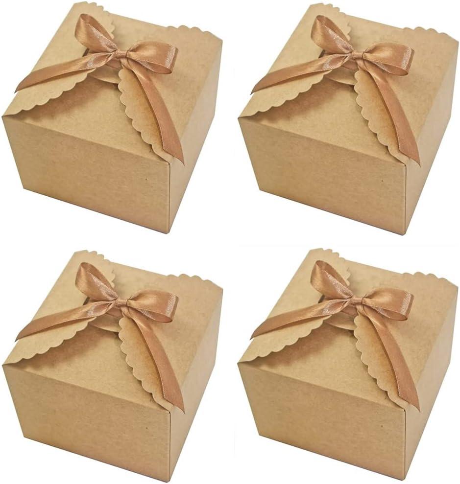 KUPOO Brown Gift Boxes 20PCS Small Premium Kraft Gift Box with Lid for Present,Cupcake Box, Bridesmaid Proposal Box, Gift Box for Birthday,Wedding, Groomsmen Proposal (4.72"X4.72"X3.54", Brown)