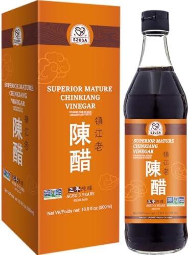 Pack of 2 52USA Chinese Black Vinegar, 3 Years Mature Aged Black Rice Vinegar, Chinkiang Vinegar, Zhenjiang Vinegar, 16.9 fl. Non-GMO Project Verified Vinegar