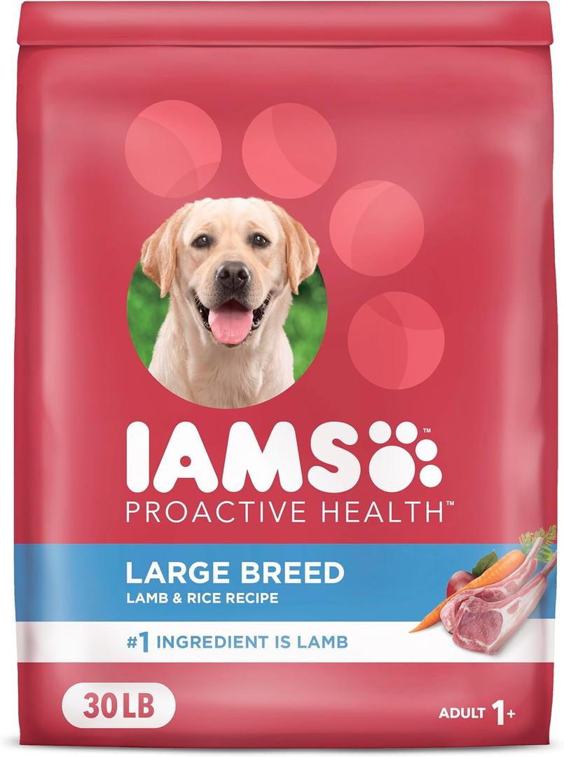 IAMS Proactive Health Large Breed Adult Dry Dog Food Lamb & Rice Recipe, 30 lb. Bag (30 Pound (Pack of 1)