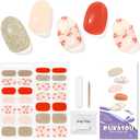 2 x Semi Cured Gel Nail Strips (Flash Pink Flowers), 28pcs UV Gel Nail Stickers